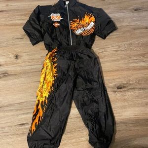 Vintage 90s Harley Davidson Flames Nylon 2 piece